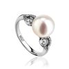 Chic White Gold Ring With Cultured Pearl And Diamonds The Serene, Ring Size: 6 / 16.5, image 