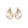Refined Gold-Plated Earrings With Cultured Pearl And White Crystals The Serene, image 