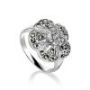 Silver Floral Ring With Crystals And Marcasites The Lace, Ring Size: 7 / 17.5, image 