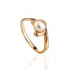 Classy Gold-Plated Ring With Creamrose Light Cultured Pearl The Serene, Ring Size: 5.5 / 16, image 