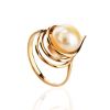 Refined Gold-Plated Ring With Cultured Pearl The Serene, Ring Size: 8 / 18, image 