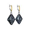 Gold Plated Dangle Earrings With Bold Black Crystals The Fame, image 