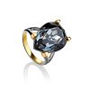 Black Crystal Cocktail Ring In Gold Plated Silver The Fame, Ring Size: 6 / 16.5, image 