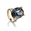 Bold Black Crystal Cocktail Ring In Gold Plated Silver The Fame, Ring Size: 6 / 16.5, image 