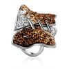 Silver Cocktail Ring With Two Toned Crystals The Eclat, Ring Size: 6 / 16.5, image 