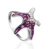 Silver Star Shaped Ring With Purple And White Crystals The Jungle, Ring Size: 9 / 19, image 