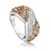 Silver Band Ring With Two Toned Crystals The Eclat, Ring Size: 6.5 / 17, image 