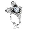 Crystal Cocktail Ring In Sterling Silver The Jungle, Ring Size: 8 / 18, image 