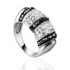 Sterling Silver Cocktail Ring With Black And White Crystals The Eclat, Ring Size: 6 / 16.5, image 