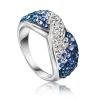 Silver Band Ring With Blue And White Crystals The Eclat, Ring Size: 7 / 17.5, image 