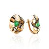 Bold Golden Earrings With Emeralds And Black Diamonds The Oasis, image 
