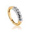 Trendy Golden Ring With White Diamonds, Ring Size: 6 / 16.5, image 
