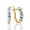 Stylish Golden Earrings With White Diamonds, image 