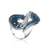 Blue And White Crystal Cocktail Ring In Sterling Silver The Eclat, Ring Size: 10 / 20, image 