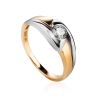 Golden Ring With Solitaire Diamond, Ring Size: 7 / 17.5, image 