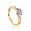 Classy Golden Ring With White Diamonds, Ring Size: 9 / 19, image 