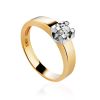 Stylish Golden Ring With Solitaire Diamond, Ring Size: 8 / 18, image 