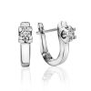 White Gold Latch Back Earrings With Diamonds, image 