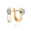 Golden Latch Back Earrings With Diamonds, image 