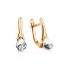 Golden Latch Back Earrings With Diamonds, image 