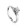 White Gold Ring With Solitaire Diamond And 26 Small Diamonds, Ring Size: 6 / 16.5, image 