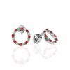 Round Silver Studs With Red And White Crystals The Aurora, image 