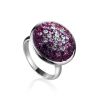 Round Silver Ring With Purple Crystals The Eclat, Ring Size: 5.5 / 16, image 