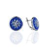 Round Silver Earrings With Blue Crystals The Eclat, image 