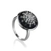 Silver Ring With Black And White Crystals The Eclat, Ring Size: 8.5 / 18.5, image 