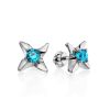 Silver Studs With Light Blue Crystals The Aurora, image 