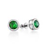 Silver Stud Earrings With Green Crystals The Aurora, image 