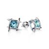 Silver Studs With Light Blue Crystals The Aurora, image 