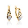 Curvy Golden Latch Back Earrings With Diamonds, image 