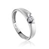 White Gold Ring With Solitaire Diamond, Ring Size: 6.5 / 17, image 