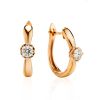 Golden Latch Back Earrings With White Diamonds, image 