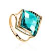 Golden Cocktail Ring With Blue Aquamarine, Ring Size: 8 / 18, image 