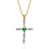 Golden Cross Necklace With Emeralds And Diamonds, image 