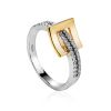 White Gold Ring With Double Diamond Rows, Ring Size: 7 / 17.5, image 