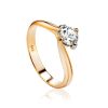 Golden Ring With Solitaire Diamond, Ring Size: 8 / 18, image 
