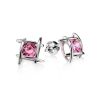 Silver Stud Earrings With Pink Crystals The Aurora, image 