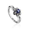White Gold Ring With Sapphire And Diamonds The Mermaid, Ring Size: 6 / 16.5, image 