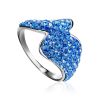 Fancy Silver Ring With Blue Crystals, Ring Size: 8 / 18, image 