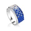 Stylish Silver Ring With Blue And White Crystals The Eclat, Ring Size: 9.5 / 19.5, image 