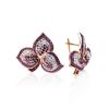 Gold Plated Floral Earrings With Purple And White Crystals The Jungle, image 