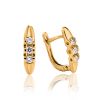 Golden Latch Back Earrings With White Diamonds, image 