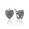 Silver Heart Shaped Earrings With Marcasites The Lace, image 