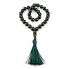 33 Black Amber Muslim Rosary With Green Tassel, image 