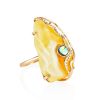 Golden Amber Adjustable Ring With Nacre The Atlantis, Ring Size: Adjustable, image 