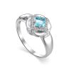 Floral Ring With Synthetic Topaz Centerstone And White Crystals, Ring Size: 6.5 / 17, image 