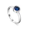 Sterling Silver Ring With Synthetic Sapphire Centerstone, Ring Size: 8 / 18, image 